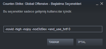 csgo başlatma ayarları